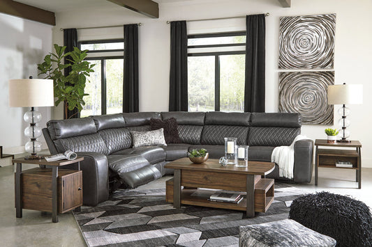 Samperstone Gray 5pc POWER Reclining Sectional 55203