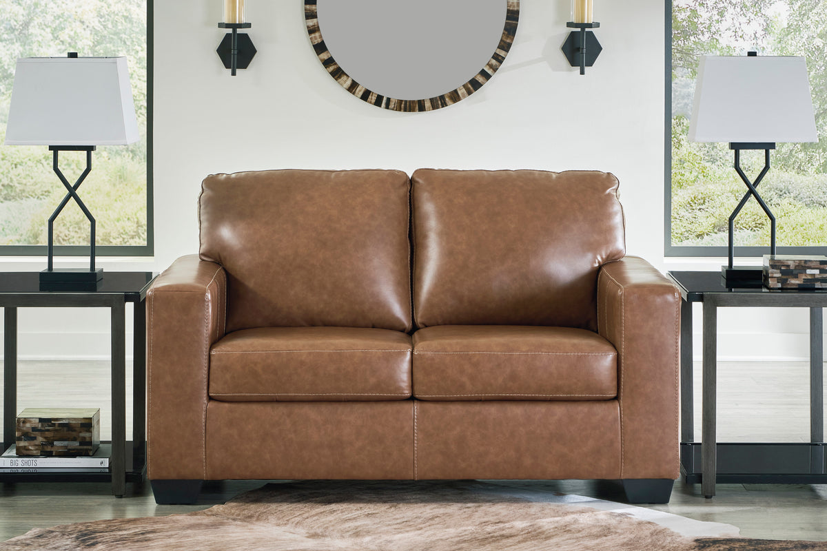 Bolsena Caramel GENUINE LEATHER Sofa and Loveseat 55603