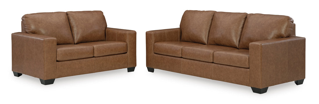 Bolsena Caramel GENUINE LEATHER Sofa and Loveseat 55603