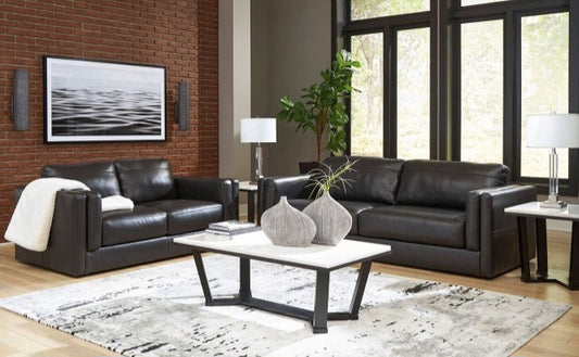 Amiata Onyx GENUINE LEATHER Sofa & Loveseat 67405