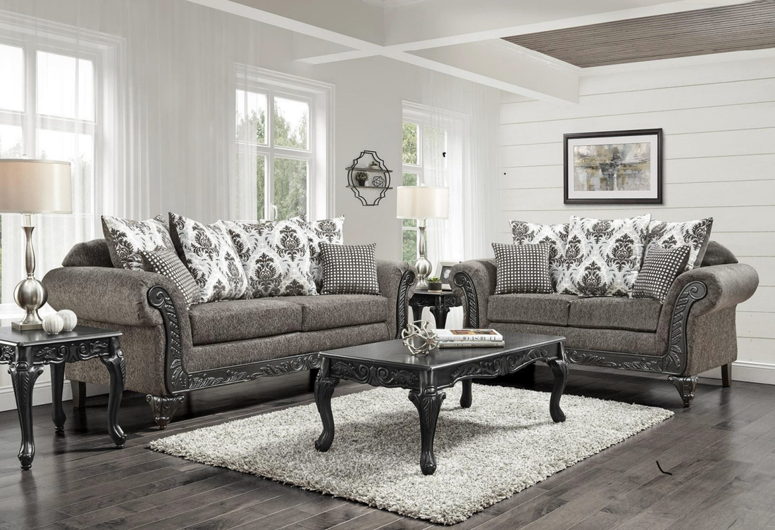 Charcoal Fabric Sofa & Loveseat 6420