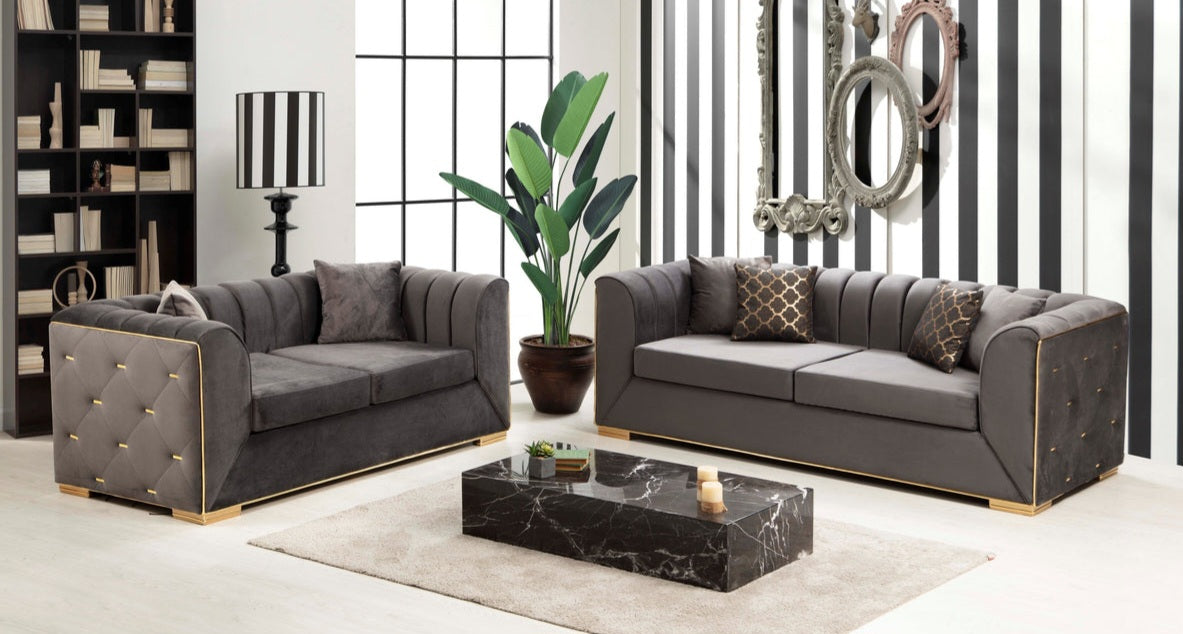 Armony Gray Velvet Sofa & Loveseat