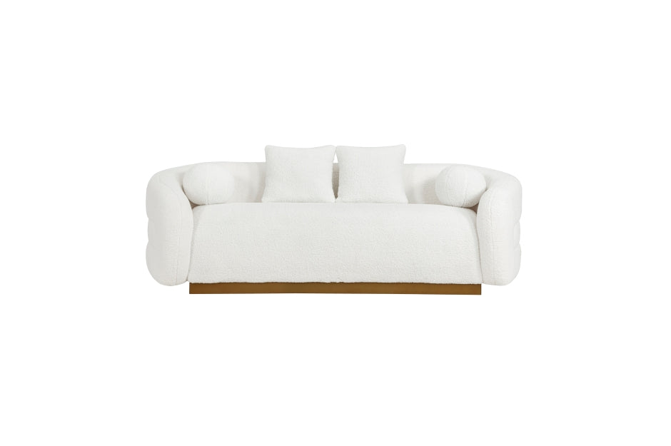 Novella White Fabric Sofa and Loveseat 8568