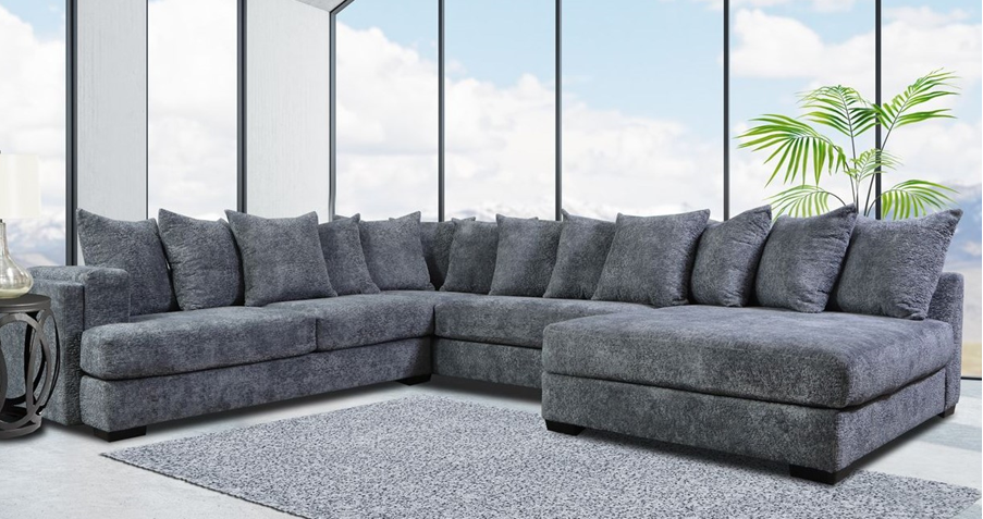 880 Ash Grey Fabric Oversized Sectional