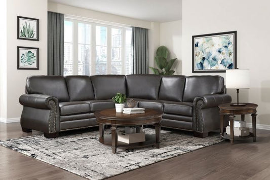 Wareham Dark Brown Leather Sectional 9289