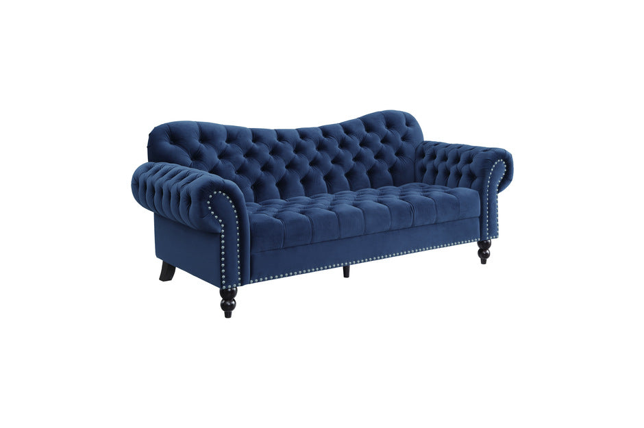 Rosalie Blue Velvet Sofa and Loveseat 9330