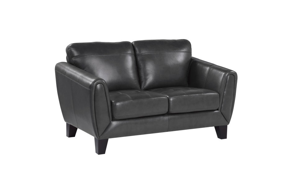 Spivey Dark Gray Leather Sofa and Loveseat 9460