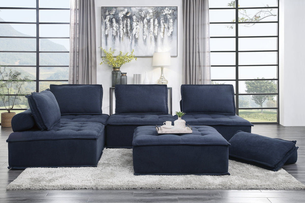 Ulrich Blue Modular 5-Piece Modular Sectional 9545