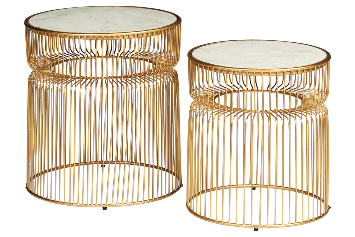 Vernway White/Gold Finish Accent Table, (Set of 2)  A4000250