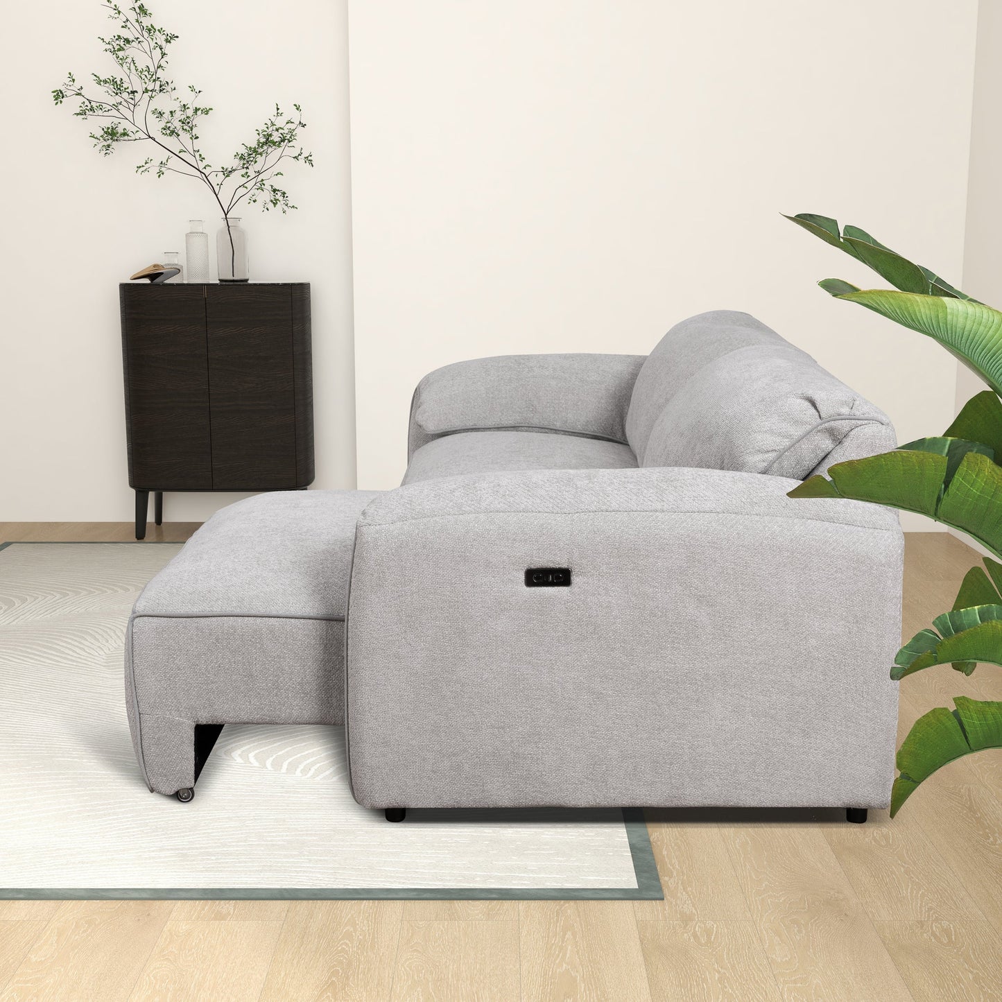 Cleveland 100" Dual POWER Convertible Sofa - Silver Linen