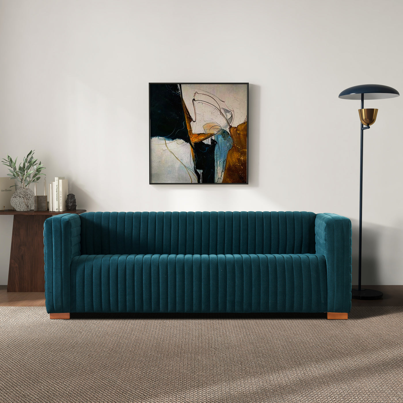 Elara Blue Velvet 91" Sofa