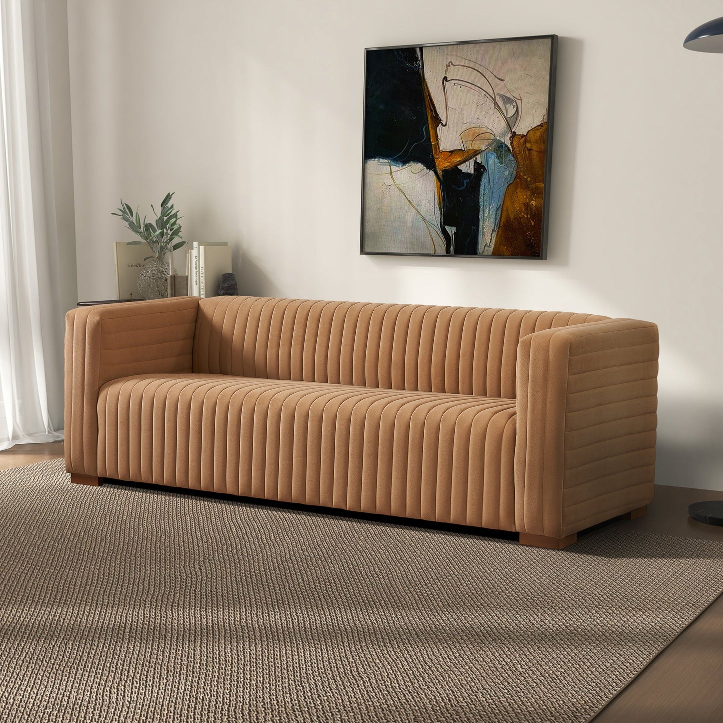 Elara Mocha Velvet 91" Sofa