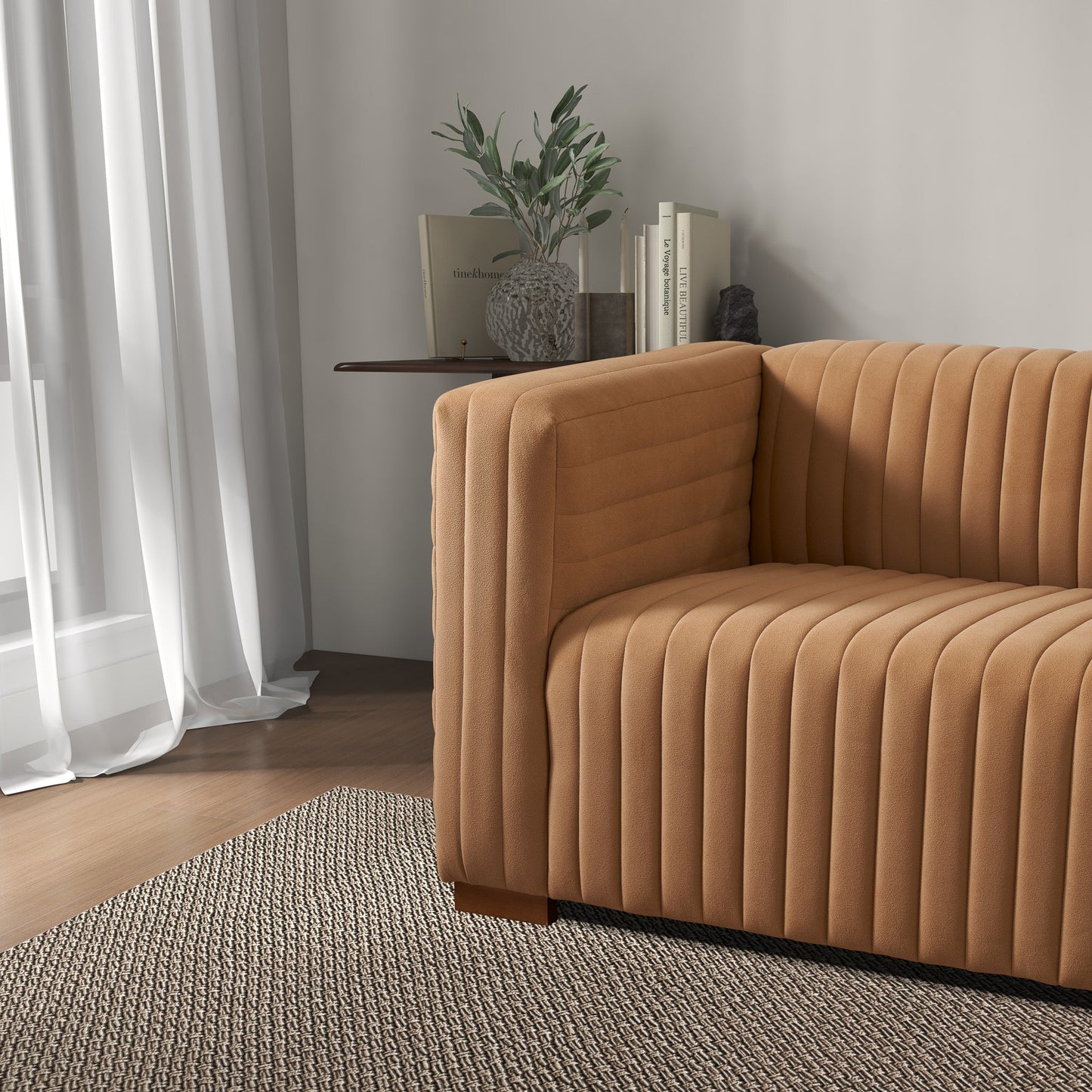 Elara Mocha Velvet 91" Sofa