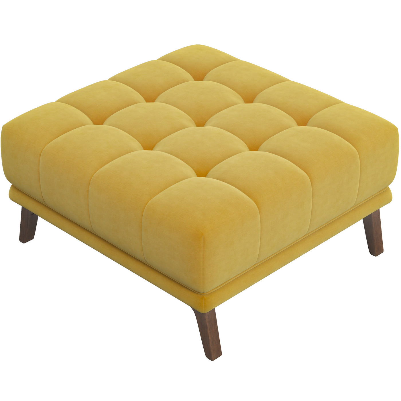 Addison Square Upholstered Ottoman Yellow Velvet