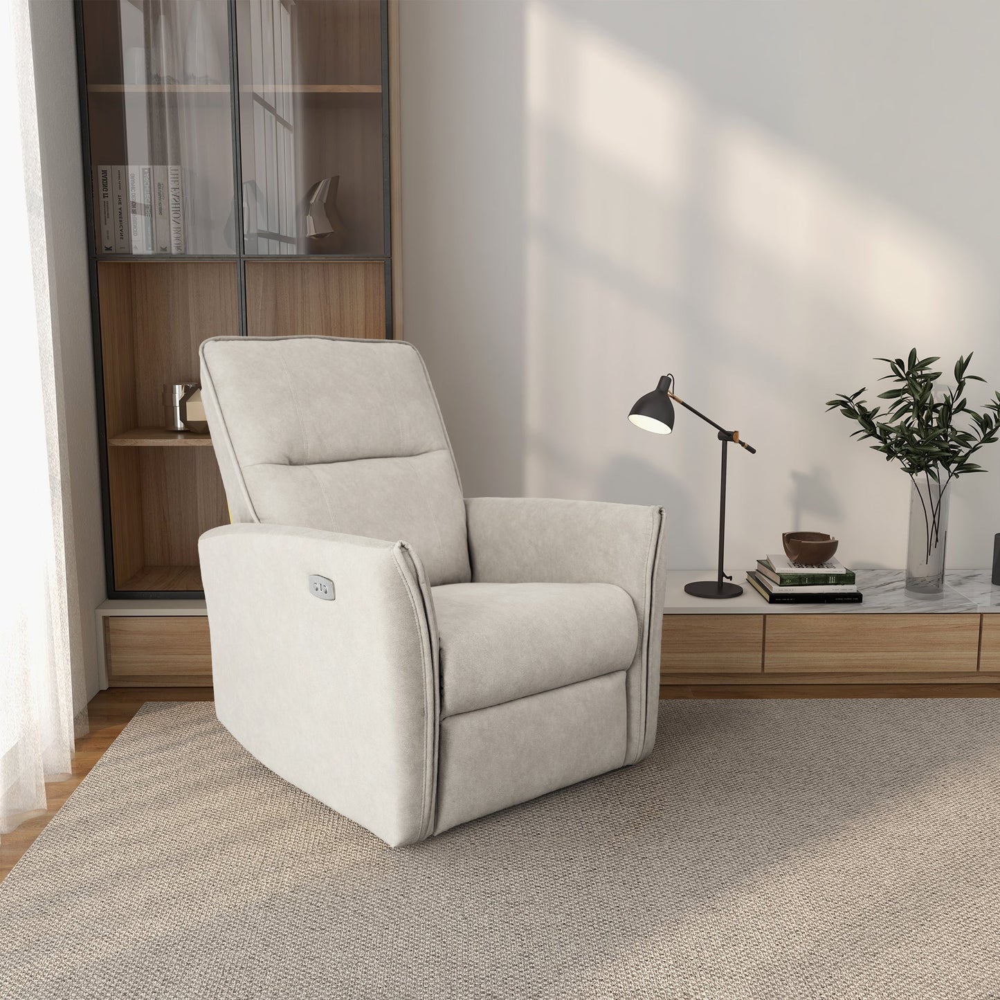 Asheville Cream Suede POWER Recliner Chair