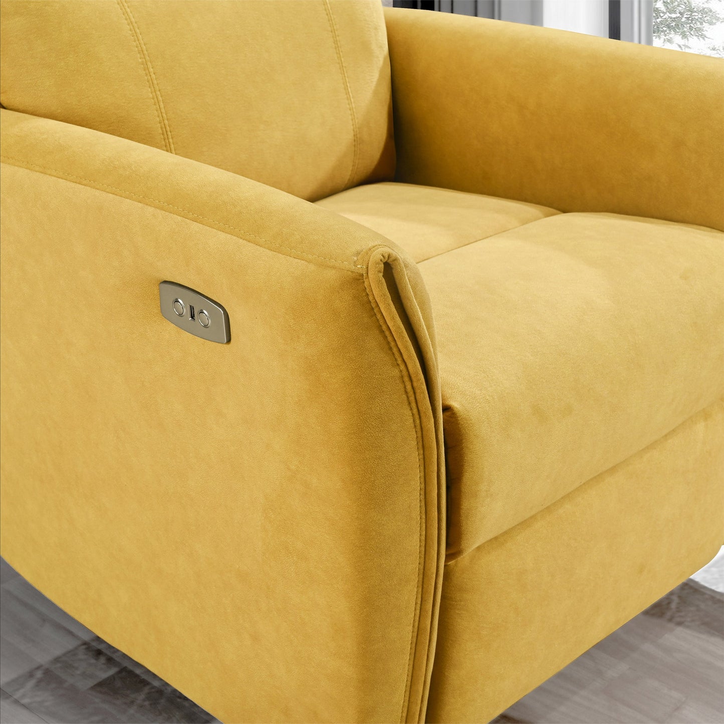 Asheville Dark Yellow Suede POWER Recliner Chair