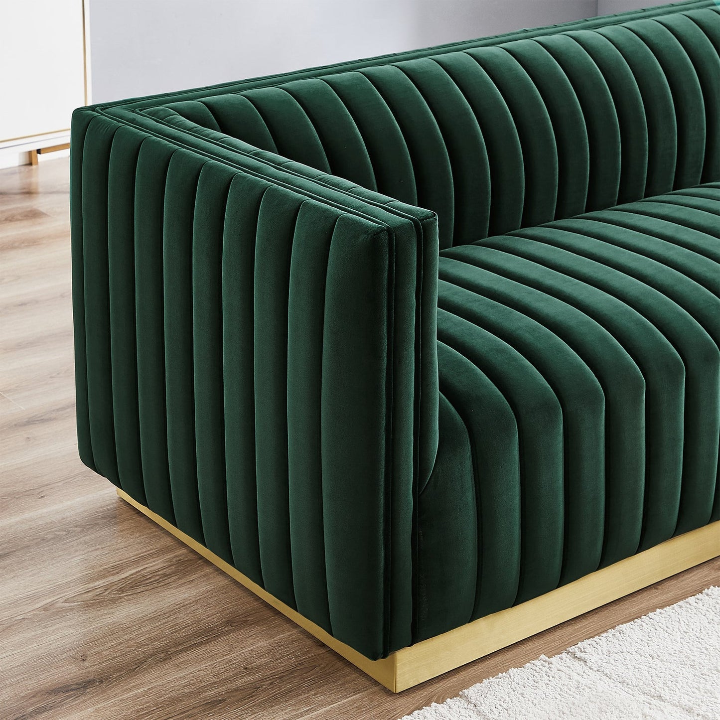 Manuel  Luxury Green Velvet Couch