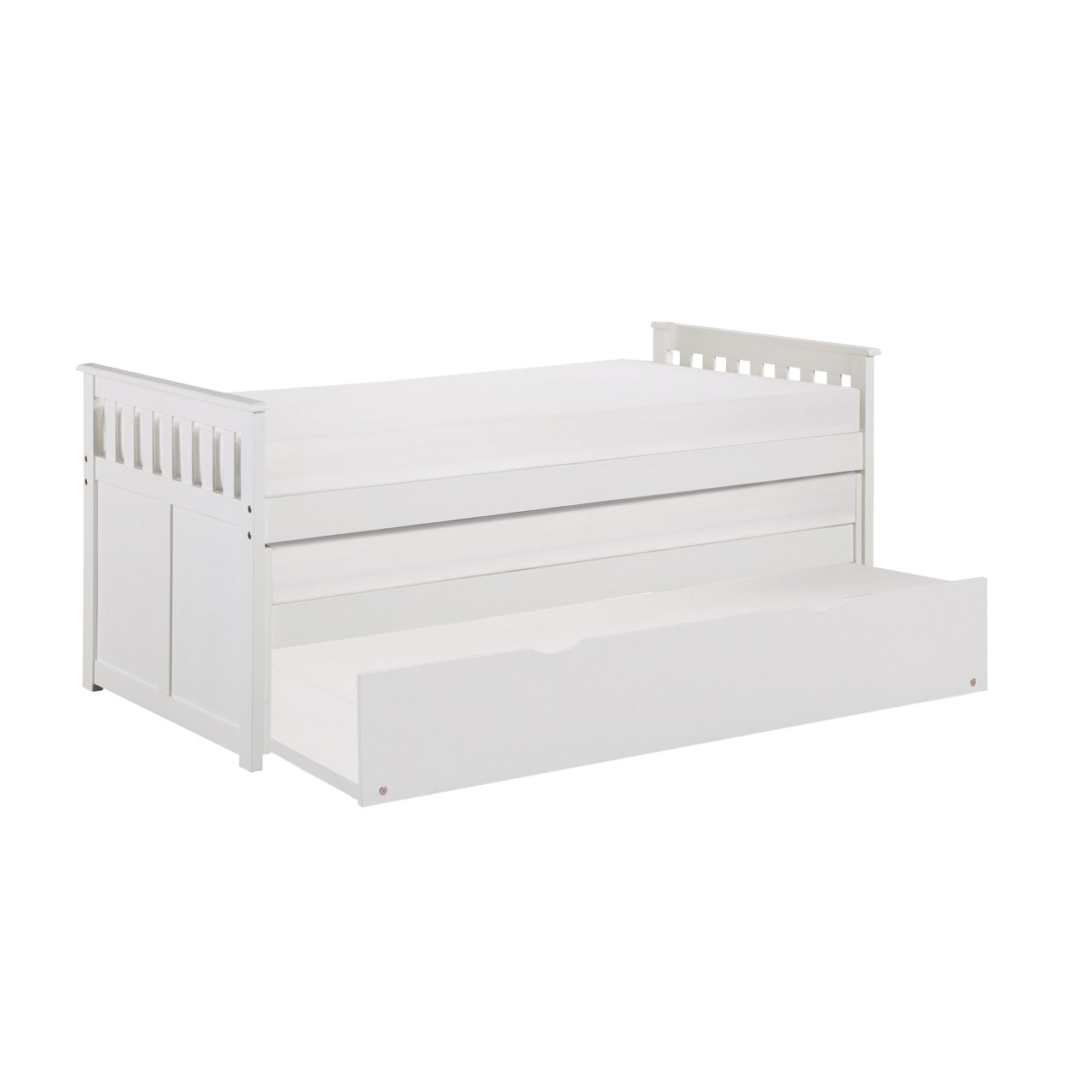 Galen White Twin/Twin Bed with Twin Trundle B2053