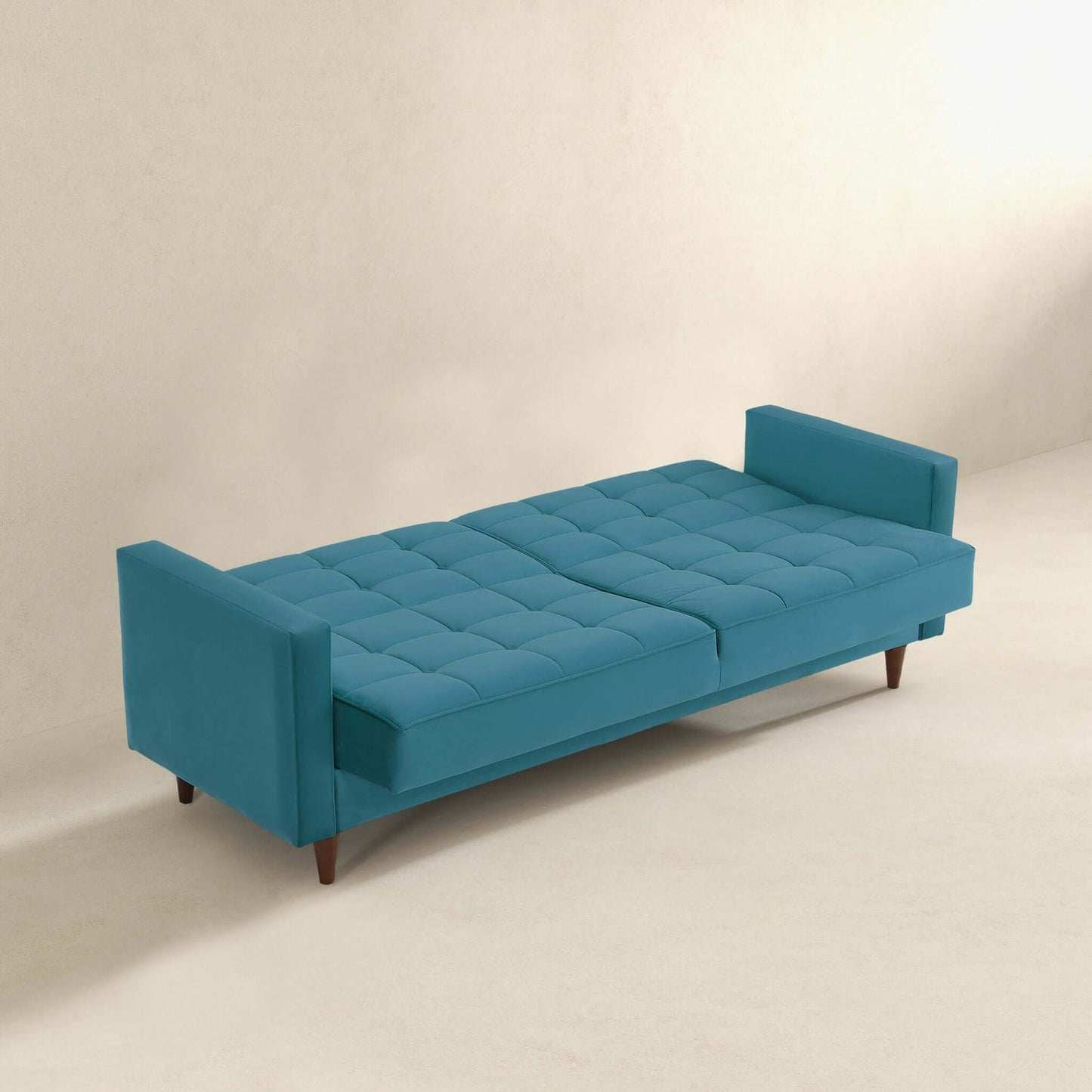 Baneton Mid-Century Modern Teal Velvet Sleeper Sofa