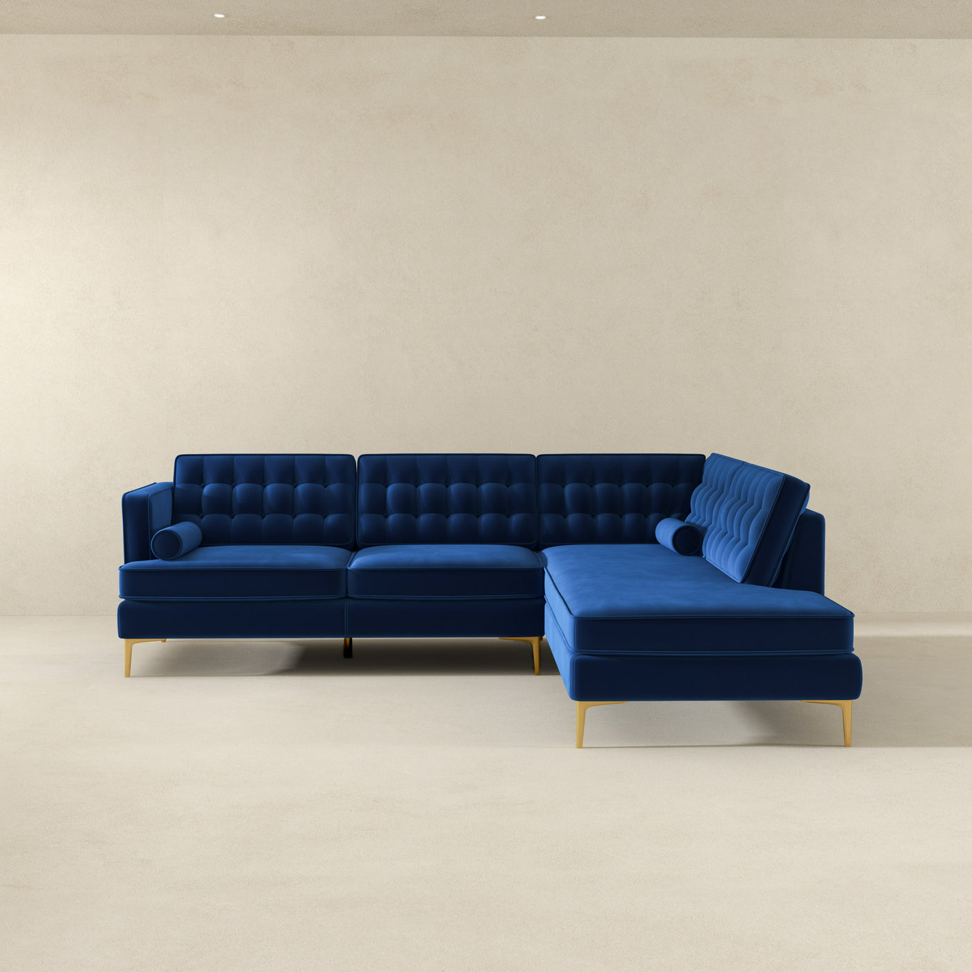 Brooke 101" Dark Blue Mid-Century Modern Sectional