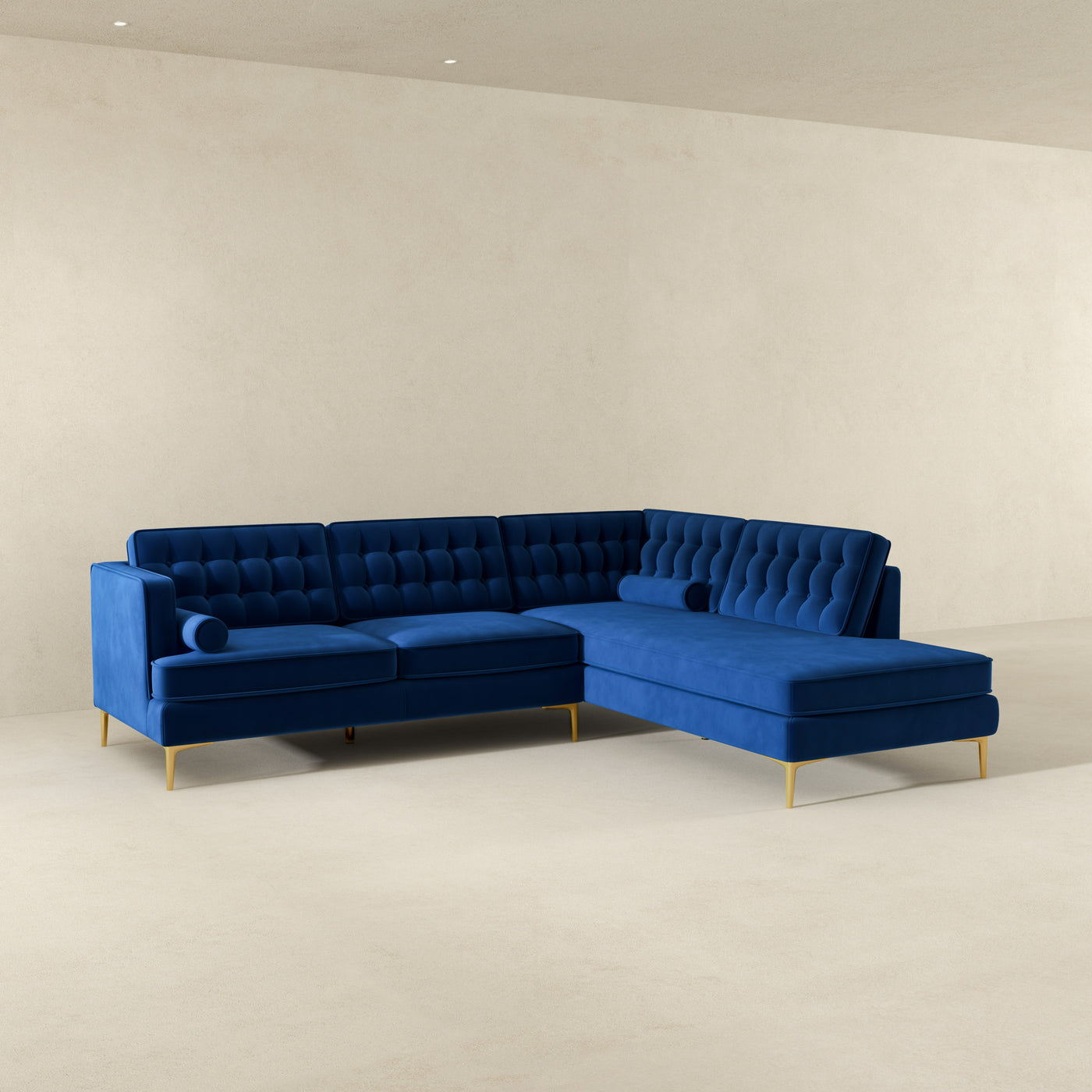 Brooke 101" Dark Blue Mid-Century Modern Sectional