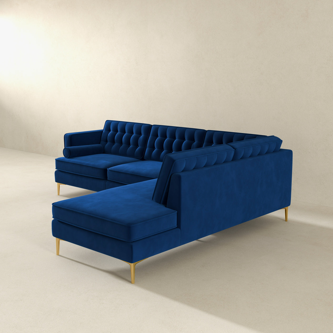 Brooke 101" Dark Blue Mid-Century Modern Sectional