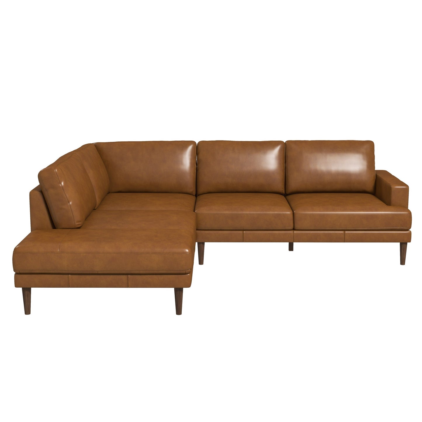 Corbin Left-Facing Tan Leather Sectional Sofa