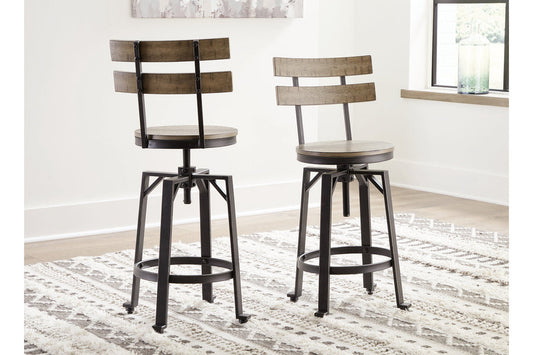 Lesterton Light Brown/Black Counter Height Barstool, Set of 2 D334