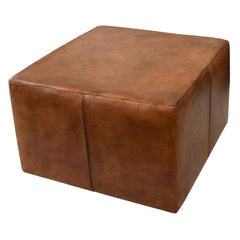 Mallory Square Genuine Leather Upholstered Ottoman In Tan