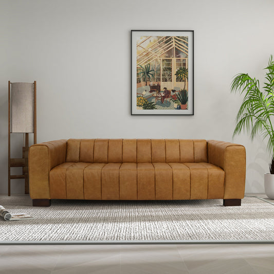 Dixon Waxy Tan Genuine Leather Sofa