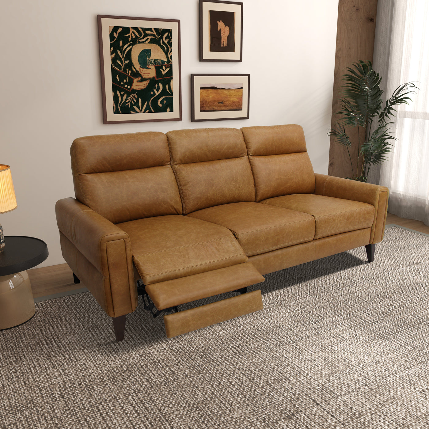 Elliot Incliner Sofa Left - Waxy Tan Genuine Leather