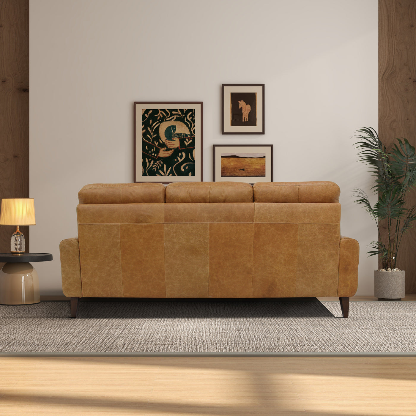 Elliot Incliner Sofa Left - Waxy Tan Genuine Leather