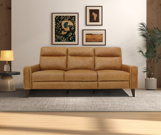 Elliot Incliner Sofa Left - Waxy Tan Genuine Leather