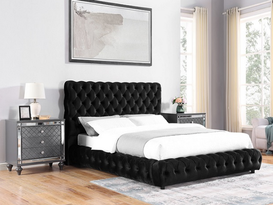 Flory Black Queen Upholstered Platform Bed 5112