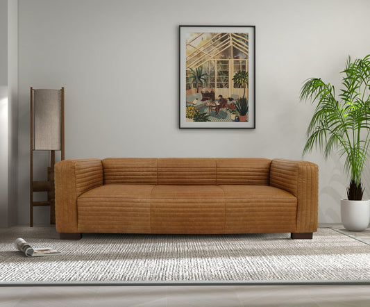 Foster Waxy Tan Genuine Leather Sofa