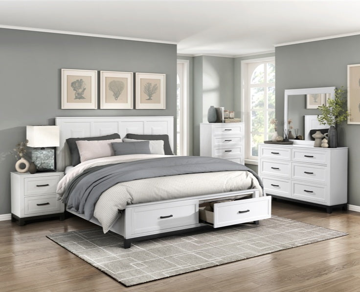 Garretson White and Metallic Gray Platform Bedroom Set 1450