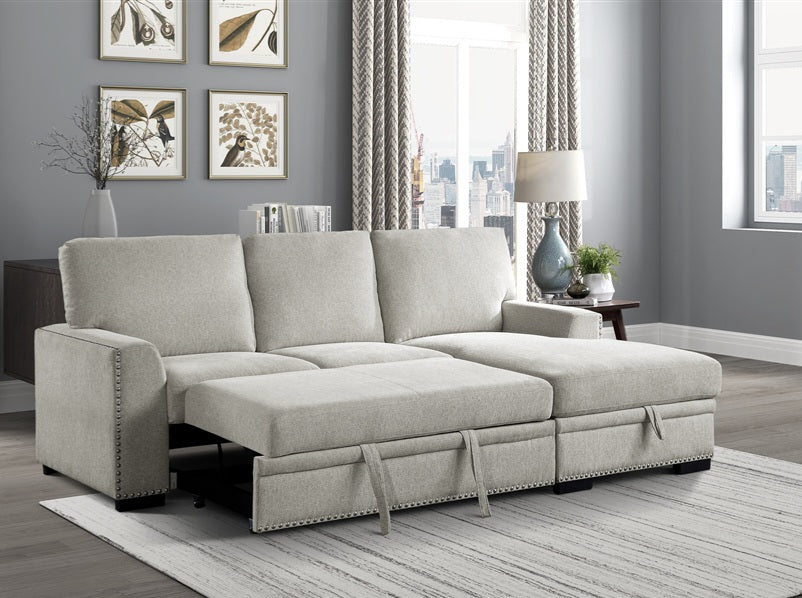 Morelia 2pc Sectional in Beige Fabric  9468