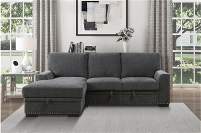 Morelia 2pc Sectional in Charcoal Fabric 9468