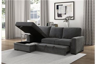 Morelia 2pc Sectional in Charcoal Fabric 9468