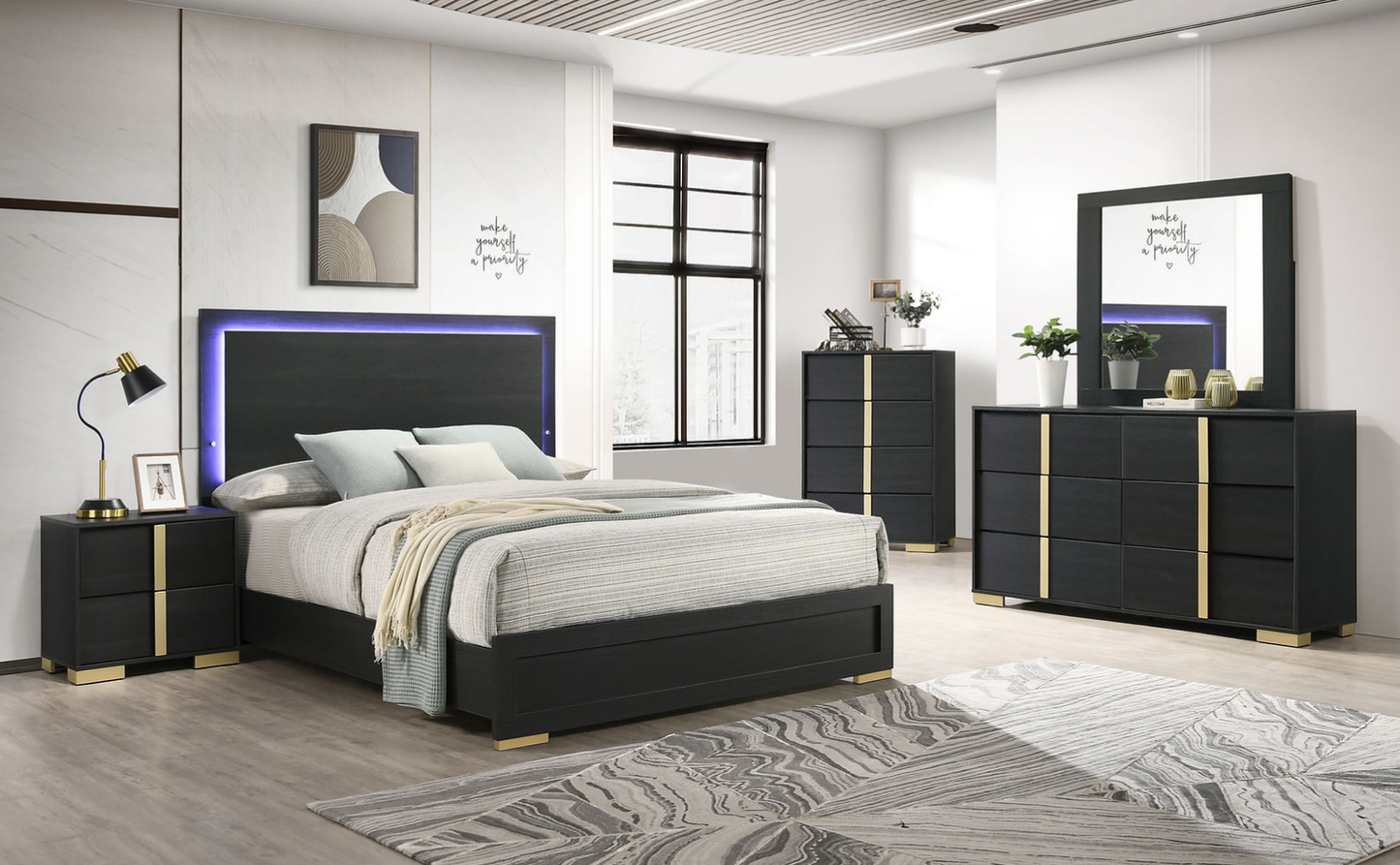 Aubrey Black Panel Bedroom Set B1580