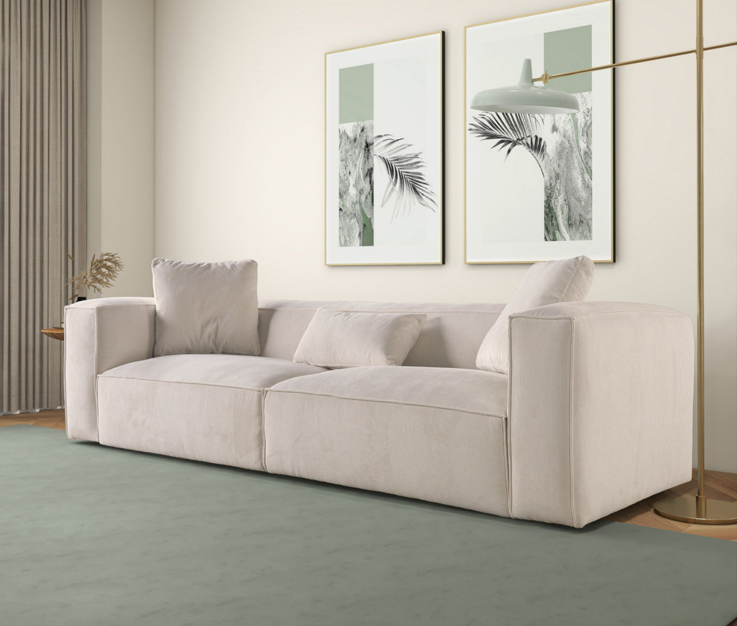 Conner Cream Corduroy 110" Sofa