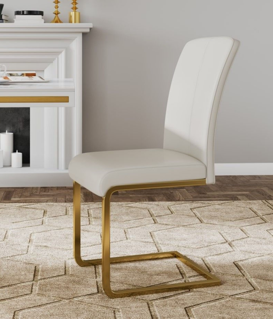 Uno White PU/Gold Chair