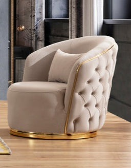 Rome Beige Velvet 3pc Living Room Set