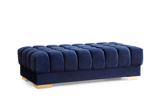 Ariana Navy Velvet Rectangle Ottoman