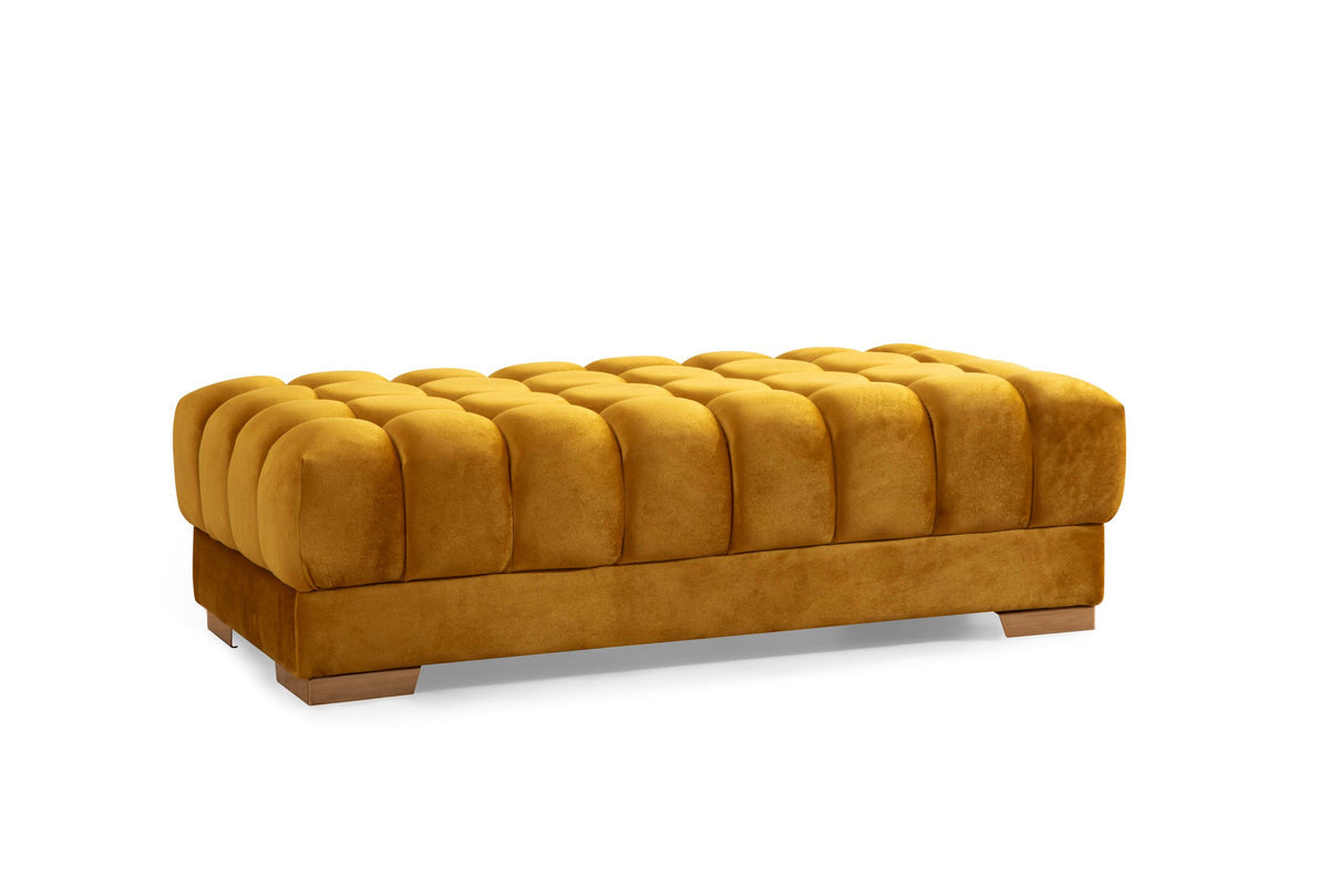 Ariana Mustard Velvet Rectangle Ottoman