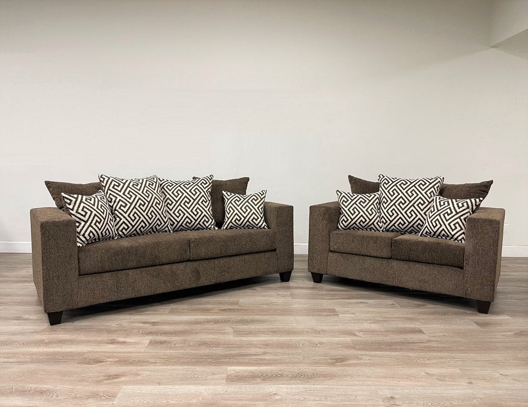 Monroe Mocha Fabric Sofa and Loveseat 110