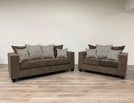 Monroe Mocha Fabric Sofa and Loveseat 110