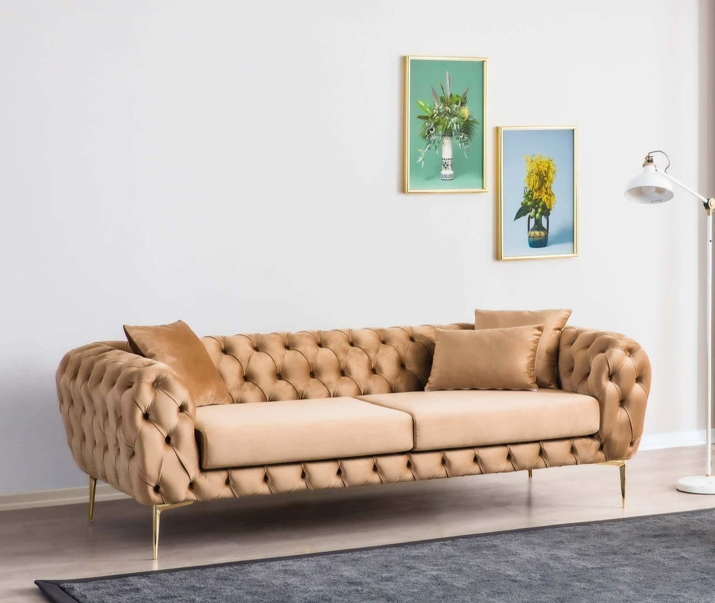 Malia Mocha Velvet Chesterfield Sofa