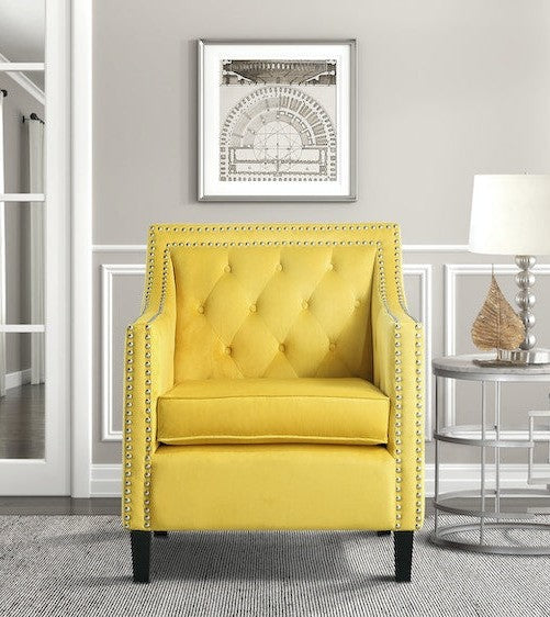 Grazioso Yellow Velvet Accent Chair 1297