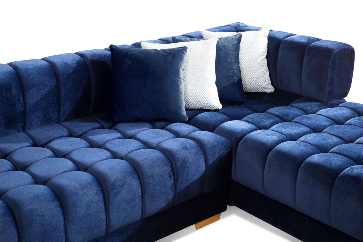 Ariana Velvet Blue Double Chaise 138" Sectional